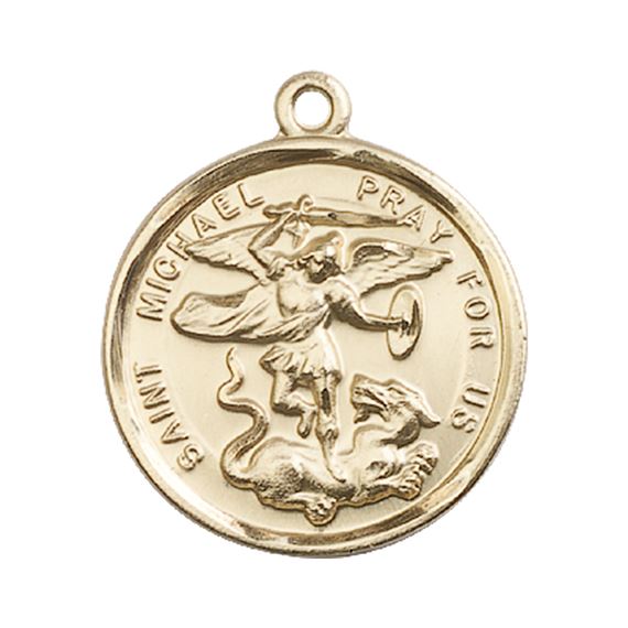 14KT GOLD ST MICHAEL THE ARCHANGEL MEDAL - 1" x 7/8"